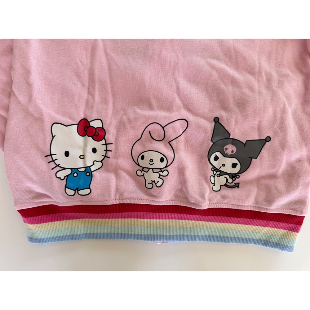 Hello Kitty and Friends Sanrio Girls Pink Rainbow Zip Up Hoodie Large 10/12 NWOT - Picture 9 of 10